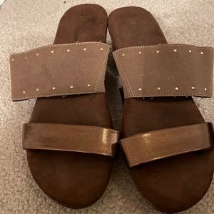 White Mountain , slight heel sandals size 10 medium bronze color.